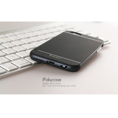 Apple iPhone 6 / 6s „IPAKY“ kieto silikono TPU juodas (juodais apvadais) dėklas - nugarėlė / Priedai.lt