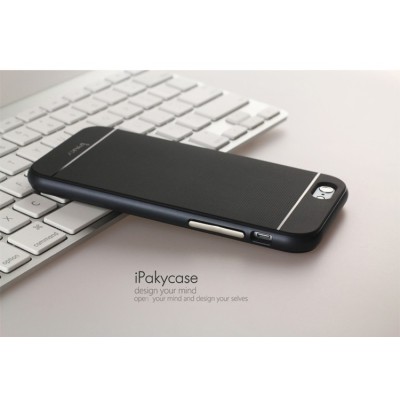 Apple iPhone 6 / 6s „IPAKY“ kieto silikono TPU juodas (juodais apvadais) dėklas - nugarėlė / Priedai.lt