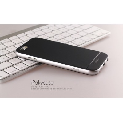 Apple iPhone 6 Plus / 6s Plus „IPAKY“ kieto silikono TPU juodas (sidabriniais apvadais) dėklas - nugarėlė / Priedai.lt