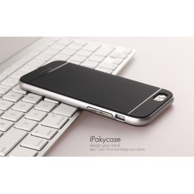 Apple iPhone 6 Plus / 6s Plus „IPAKY“ kieto silikono TPU juodas (sidabriniais apvadais) dėklas - nugarėlė / Priedai.lt