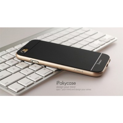 Apple iPhone 6 Plus / 6s Plus „IPAKY“ kieto silikono TPU juodas (auksiniais apvadais) dėklas - nugarėlė / Priedai.lt