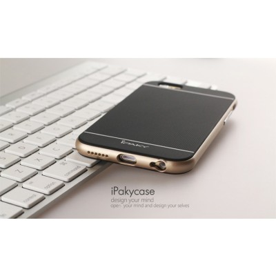 Apple iPhone 6 Plus / 6s Plus „IPAKY“ kieto silikono TPU juodas (auksiniais apvadais) dėklas - nugarėlė / Priedai.lt