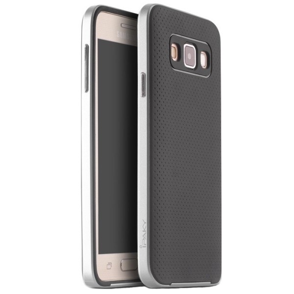 „IPAKY“ Kõva silikoon (TPU) kaaned - must / hõbedane (Galaxy A3 2015)