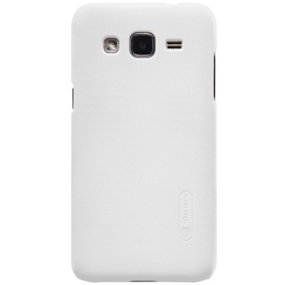 Samsung Galaxy J2 (J200) Nillkin Frosted Shield baltas plastikinis dėklas + apsauginė ekrano plėvelė / Priedai.lt