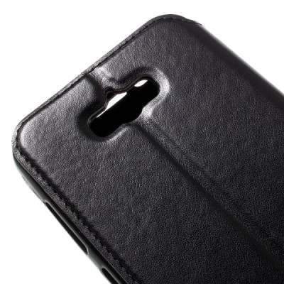 Asus Zenfone Max (ZC550KL) juodas odinis atverčiamas „Smart Window“ dėklas su langeliu / Priedai.lt