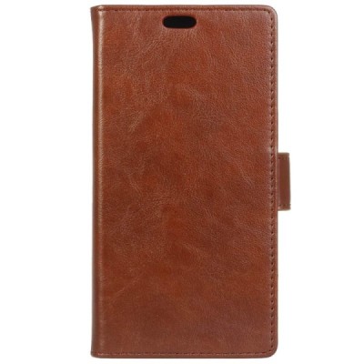 Asus Zenfone Max (ZC550KL) atverčiamas rudas odinis dėklas - piniginė / Priedai.lt
