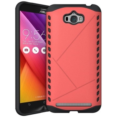 Sustiprintos apsaugos Asus Zenfone Max (ZC550KL) raudonas kieto silikono (TPU) ir plastiko dėklas / Priedai.lt