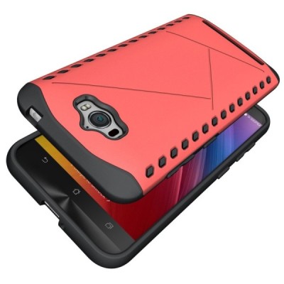 Sustiprintos apsaugos Asus Zenfone Max (ZC550KL) raudonas kieto silikono (TPU) ir plastiko dėklas / Priedai.lt