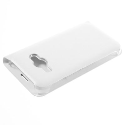Samsung Galaxy J1 Ace (J110) baltas odinis atverčiamas Smart Wallet dėklas - piniginė / Priedai.lt