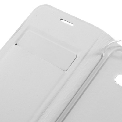 Samsung Galaxy J1 Ace (J110) baltas odinis atverčiamas Smart Wallet dėklas - piniginė / Priedai.lt