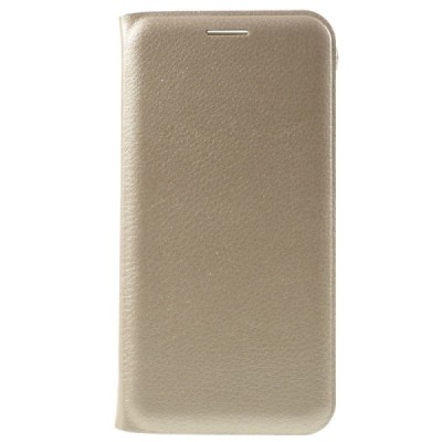 Samsung Galaxy J1 Ace (J110) auksinis odinis atverčiamas Smart Wallet dėklas - piniginė / Priedai.lt