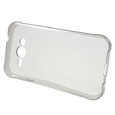 Samsung Galaxy J1 Ace (J110) skaidrus (permatomas) kieto silikono TPU ploniausias pasaulyje pilkas dėklas / Priedai.lt