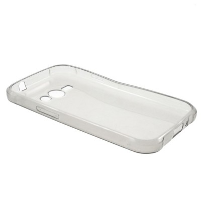 Samsung Galaxy J1 Ace (J110) skaidrus (permatomas) kieto silikono TPU ploniausias pasaulyje pilkas dėklas / Priedai.lt