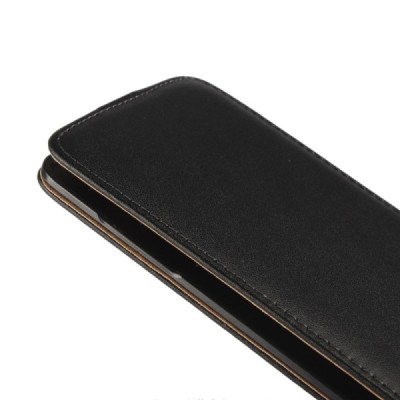 Samsung Galaxy A5 2016 (A510) klasikinis vertikaliai atverčiamas juodas odinis dėklas / Priedai.lt