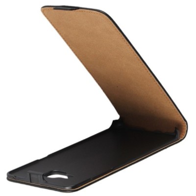 Samsung Galaxy A5 2016 (A510) klasikinis vertikaliai atverčiamas juodas odinis dėklas / Priedai.lt