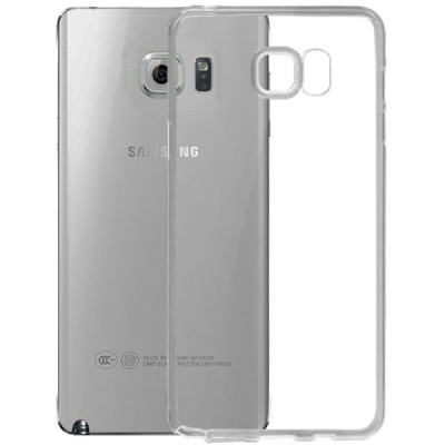 Samsung Galaxy Note 5 (N920) skaidrus (permatomas) kieto silikono TPU ploniausias pasaulyje pilkas dėklas / Priedai.lt