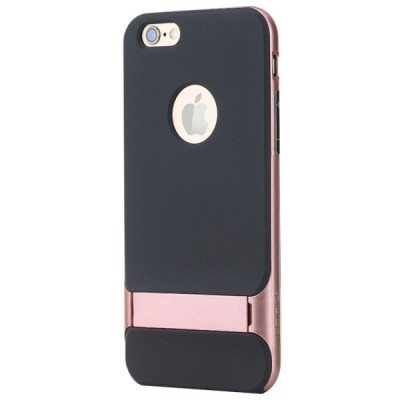 „Rock“ Royce Kickstand sustiprintos apsaugos Apple iPhone 6 Plus (6s Plus) juodas rožinės spalvos apvadais kieto silikono (TPU) 