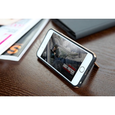„Rock“ Royce Kickstand sustiprintos apsaugos Apple iPhone 6 (6s) juodas rožinės spalvos apvadais kieto silikono (TPU) ir plastik