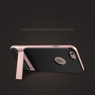 „Rock“ Royce Kickstand sustiprintos apsaugos Apple iPhone 6 (6s) juodas rožinės spalvos apvadais kieto silikono (TPU) ir plastik