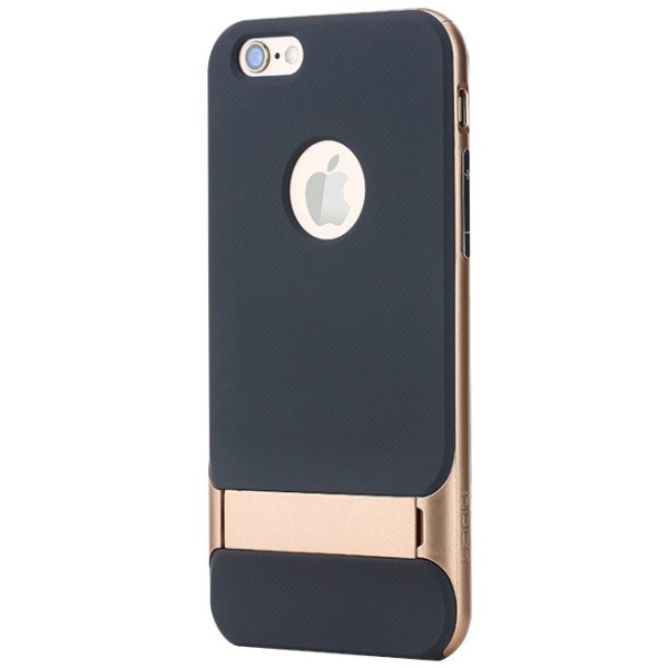 „Rock“ Royce Kickstand kaaned - must / kuldne (iPhone 6 / 6s)