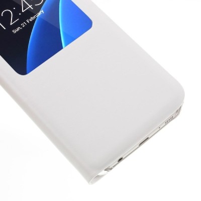 Samsung Galaxy S7 (G930) Atverčiamas dėklas su langeliu - baltas / Priedai.lt