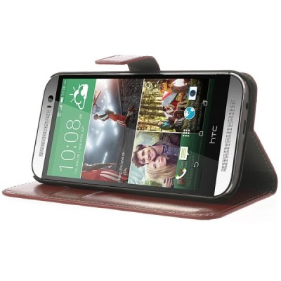 „Crazy Horse“ HTC One M8 rudas odinis atverčiamas dėklas / Priedai.lt