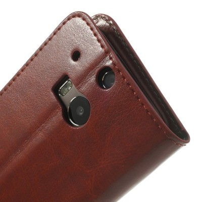 „Crazy Horse“ HTC One M8 rudas odinis atverčiamas dėklas / Priedai.lt