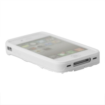 Baltas, raštuotas, stipraus silikono Apple iPhone 4 / 4S dėklas (dėkliukas) / Priedai.lt