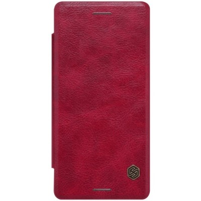 Prabangus „Nillkin“ Qin serijos raudonas odinis atverčiamas Sony Xperia X (F5121, F5122) dėklas / Priedai.lt