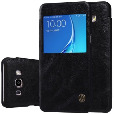 Prabangus „Nillkin“ Qin serijos juodas odinis atverčiamas Samsung Galaxy J5 2016 (J510) dėklas / Priedai.lt