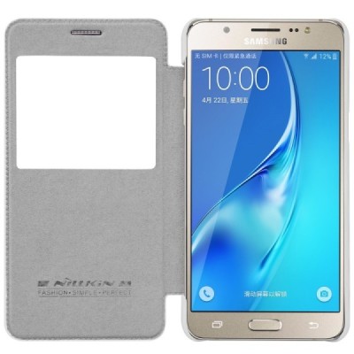 Prabangus „Nillkin“ Qin serijos baltas odinis atverčiamas Samsung Galaxy J5 2016 (J510) dėklas / Priedai.lt