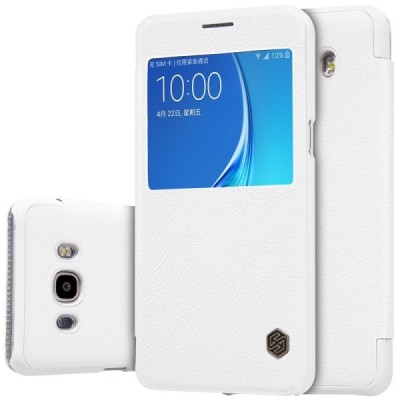 Prabangus „Nillkin“ Qin serijos baltas odinis atverčiamas Samsung Galaxy J5 2016 (J510) dėklas / Priedai.lt