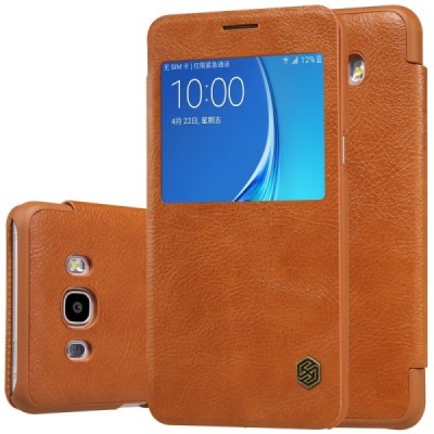 Prabangus „Nillkin“ Qin serijos rudas odinis atverčiamas Samsung Galaxy J5 2016 (J510) dėklas / Priedai.lt