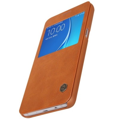 Prabangus „Nillkin“ Qin serijos rudas odinis atverčiamas Samsung Galaxy J5 2016 (J510) dėklas / Priedai.lt