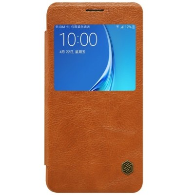 Prabangus „Nillkin“ Qin serijos rudas odinis atverčiamas Samsung Galaxy J5 2016 (J510) dėklas / Priedai.lt