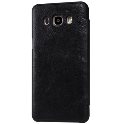 Prabangus „Nillkin“ Qin serijos juodas odinis atverčiamas Samsung Galaxy J7 2016 (J710) dėklas / Priedai.lt