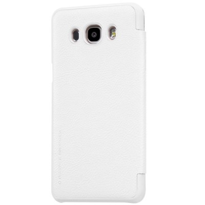 Prabangus „Nillkin“ Qin serijos baltas odinis atverčiamas Samsung Galaxy J7 2016 (J710) dėklas / Priedai.lt