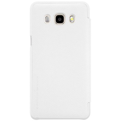 Prabangus „Nillkin“ Qin serijos baltas odinis atverčiamas Samsung Galaxy J7 2016 (J710) dėklas / Priedai.lt
