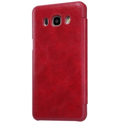 Prabangus „Nillkin“ Qin serijos raudonas odinis atverčiamas Samsung Galaxy J7 2016 (J710) dėklas / Priedai.lt