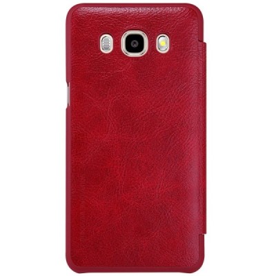 Prabangus „Nillkin“ Qin serijos raudonas odinis atverčiamas Samsung Galaxy J7 2016 (J710) dėklas / Priedai.lt