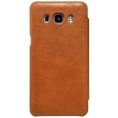 Prabangus „Nillkin“ Qin serijos rudas odinis atverčiamas Samsung Galaxy J7 2016 (J710) dėklas / Priedai.lt