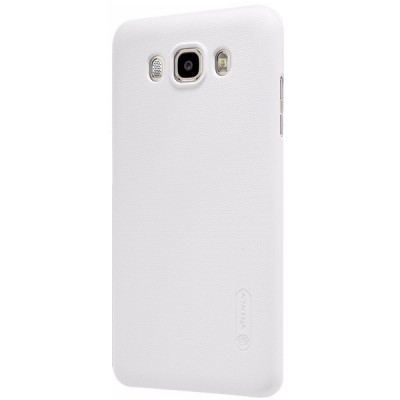 Samsung Galaxy J7 2016 (J710) Nillkin Frosted Shield baltas plastikinis dėklas + apsauginė ekrano plėvelė / Priedai.lt
