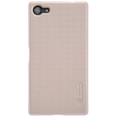Nillkin Frosted Shield Sony Xperia Z5 Compact auksinis plastikinis dėklas + apsauginė ekrano plėvelė / Priedai.lt