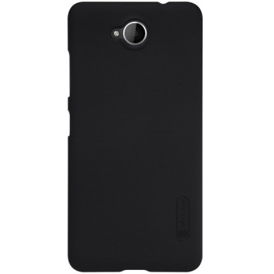 Microsoft Lumia 650 Nillkin Frosted Shield juodas plastikinis dėklas + apsauginė ekrano plėvelė / Priedai.lt