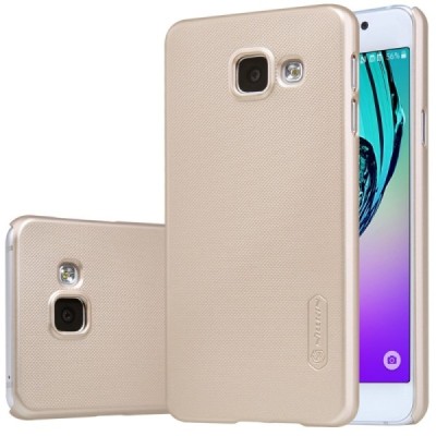 Samsung Galaxy A3 2016 (A310) Nillkin Frosted Shield auksinis plastikinis dėklas + apsauginė ekrano plėvelė / Priedai.lt