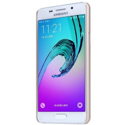 Samsung Galaxy A3 2016 (A310) Nillkin Frosted Shield auksinis plastikinis dėklas + apsauginė ekrano plėvelė / Priedai.lt