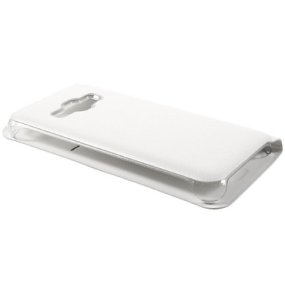 Samsung Galaxy J1 2016 (J120) baltas odinis atverčiamas Smart Wallet dėklas - piniginė / Priedai.lt