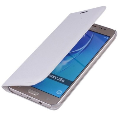 Samsung Galaxy J5 2016 (J510) baltas odinis atverčiamas Smart Wallet dėklas - piniginė / Priedai.lt