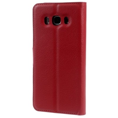 Samsung Galaxy J5 2016 (J510) atverčiamas raudonas odinis dėklas - piniginė / Priedai.lt