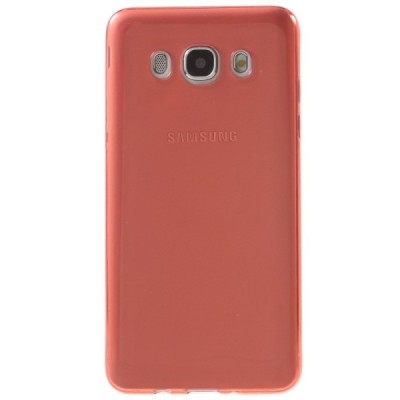Samsung Galaxy J5 2016 (J510) skaidrus (permatomas) kieto silikono TPU ploniausias pasaulyje raudonas dėklas/ Priedai.lt